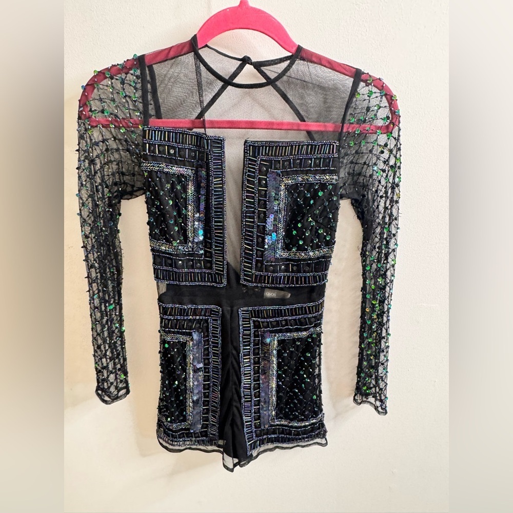 ASOS Elegant Black Dress with Beaded Accents - Picture 2 of 5